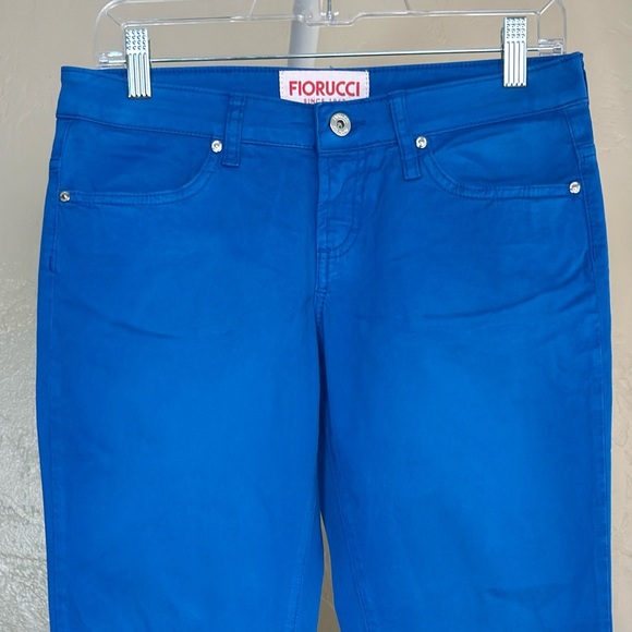 NOS: Deadstock Fiorucci Women's Vibrant Blue Ultra Low Rise Pants Size 27 - Picture 2 of 9